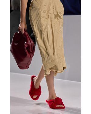 Bottega Veneta Cherry Kitten Heel Mule Sandal - Red