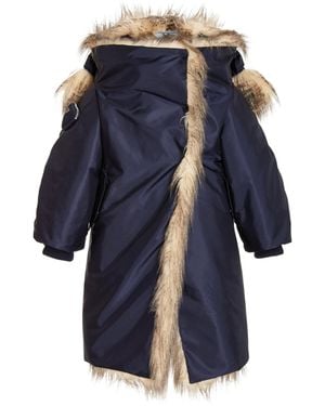 Prada Faux Fur-Lined Shell Jacket - Blue