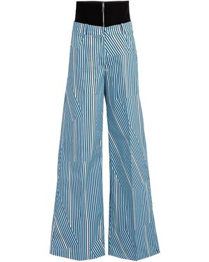 Silvia Tcherassi Ruelle Cotton Straight Leg Trousers - Blue