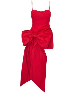 LoveShackFancy Delmara Taffeta Mini Dress - Red
