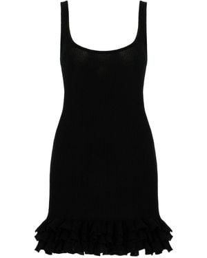 Brandon Maxwell The Sutter Ruffled Cashmere Mini Tank Dress - Black