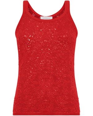 Gabriela Hearst Cyrinne Wool-Lace Tank Top - Red