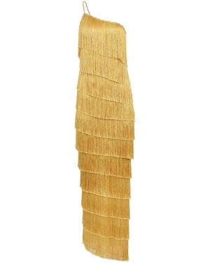 Francesca Miranda Isidora Fringed Silk-Blend Maxi Dress - Yellow
