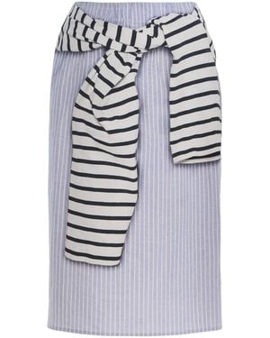 Brandon Maxwell The Townes Trompe L'Oeil Cotton Midi Skirt - Blue