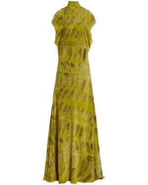 Brandon Maxwell The Seraphine Silk Crew Neck Gown With Sashes - Green