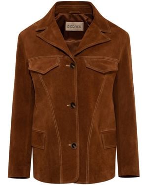Siedres Asean Suede Leather Jacket - Brown