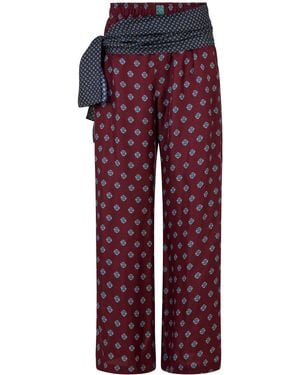 Conner Ives Pyjama Satin Wide-Leg Trousers - Red