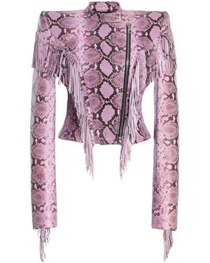 LAQUAN SMITH Fringe-Embellished Leather Jacket - Multicolour