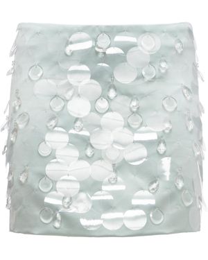 DES_PHEMMES Micro Embellished Cotton Mini Skirt - Blue