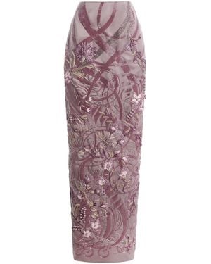 Wiederhoeft Embroidered Silk-Satin Maxi Skirt - Purple