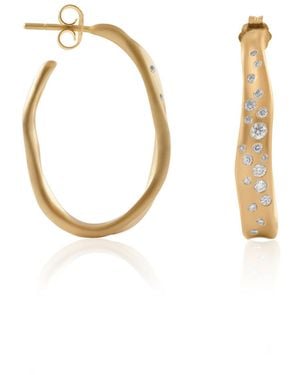 Nada Ghazal Babt Malak 18K Diamond Hoop Earrings - Metallic