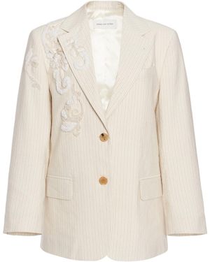 Dries Van Noten Birdy Embroidered Cotton-Blend Blazer - White