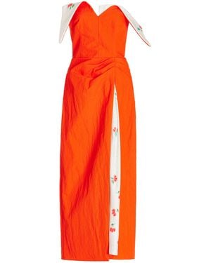 Rosie Assoulin Flap Over Cotton-Blend Midi Dress - Orange