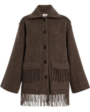 By Malene Birger Boloune Fringed Wool Coat - Brown