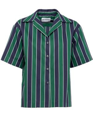 DES_PHEMMES Hawaiian Striped Poplin Shirt - Green