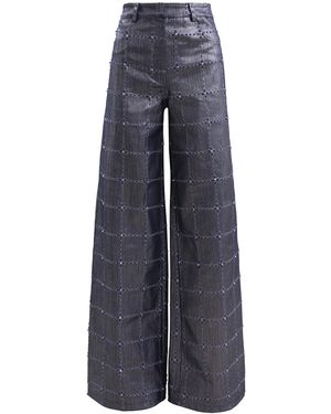 Francesca Miranda Chrome Cotton Trousers - Blue