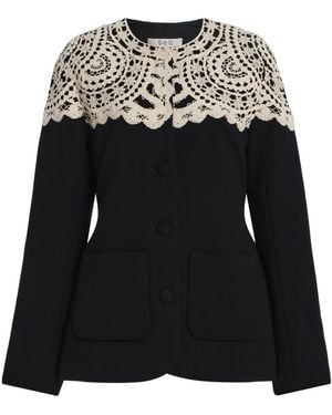 Sea Nara Crochet-Detailed Wool Jacket - Black