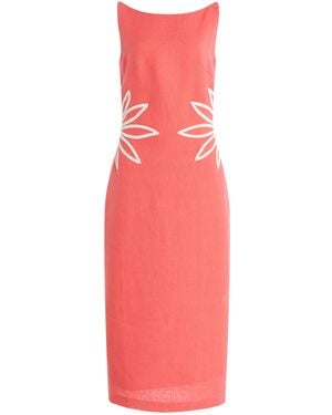 ANDRES OTALORA Exclusive Kamar Embroidered-Linen Midi Dress - Pink