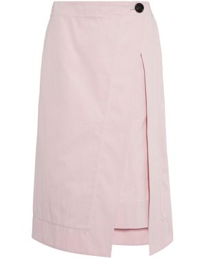 Bottega Veneta Cotton Canvas Midi Wrap Skirt - Pink