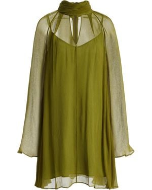 STAUD Esther Chiffon Mini Dress - Green