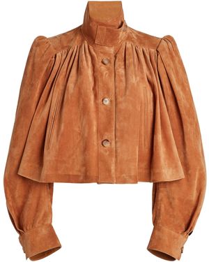 Chloé Cropped Suede Jacket - Brown