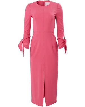 Carolina Herrera Tie-detailed Wool-blend Midi Dress - Pink