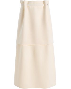 Bevza Belted Double Cotton-Blend Midi Skirt - Natural