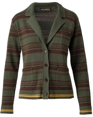 Siedres Nerian Striped Cotton Cardigan - Green