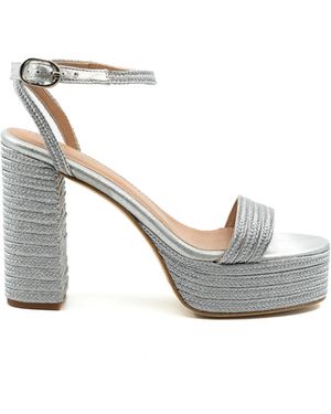 Andrea Gomez Becka Raffia Platform Sandals - White