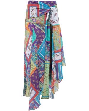Siedres Lumier Patchwork-Print Maxi Skirt - Blue