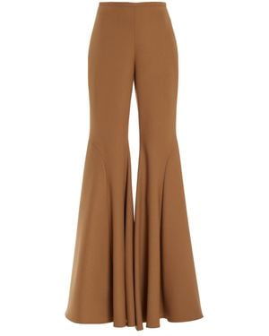 Sergio Hudson Mid-rise Wool-blend Flared-leg Trousers - Brown