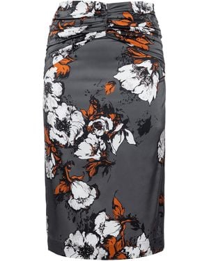 DES_PHEMMES Printed Stretch-Satin Knee-Length Skirt - Black