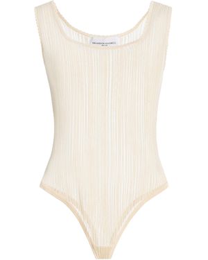 Brandon Maxwell Adler Sheer Pointelle Bodysuit - White
