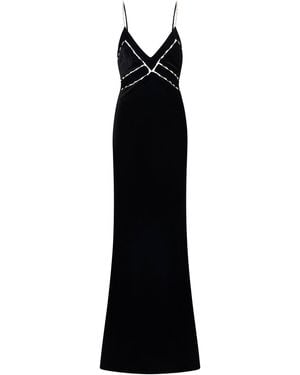 LoveShackFancy Corrino Embellished Velvet Maxi Dress - Black