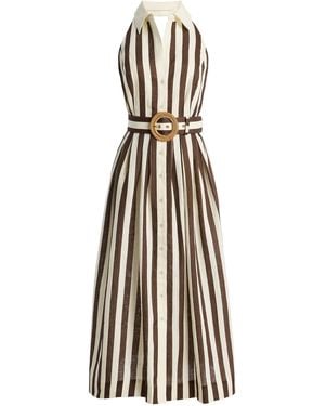 Cara Cara Quentin Striped Cotton Midi Shirt Dress - White