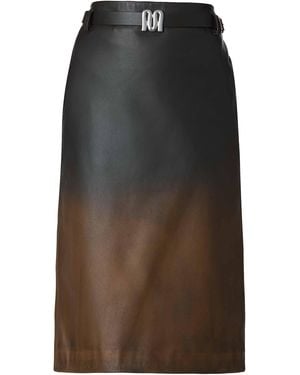 Monse Ombre Leather Midi Skirt - Brown
