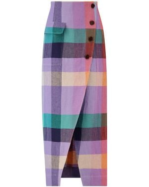 Lela Rose Linen Asymmetrical Skirt - Multicolour
