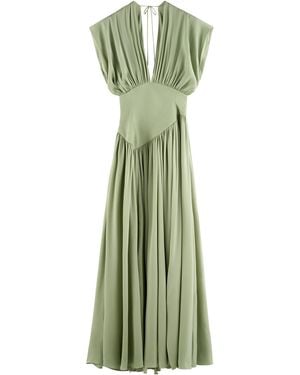 ARAKII Maxi Silk-Blend Maxi Dress Exclusive - Green