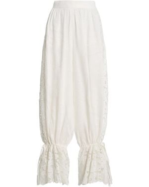 All That Remains Exclusive La Isla Carlota Cotton Lace Wide-Leg Trousers - White