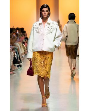 Georges Hobeika Embellished Lace Midi Skirt - Orange