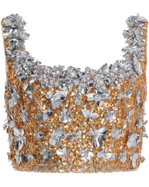 Carolina Herrera Embroidered Cropped Top - Metallic