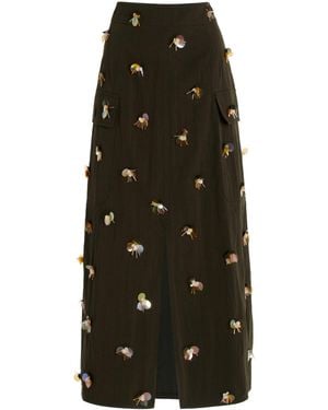Ulla Johnson Rhodes Embellished Cotton-Blend Midi Skirt - Black