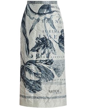 Erdem Printed Pencil Midi Skirt - Grey