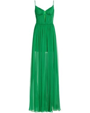 Rasario Draped Cutout Chiffon Gown - Green