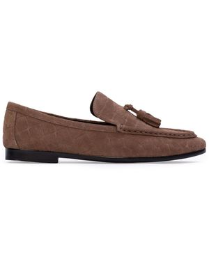Black Suede Studio Finn Croc-Suede Loafers - Brown