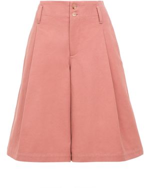 Chloé Pleated Organic Cotton Canvas Shorts - Pink
