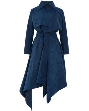 A.W.A.K.E. MODE Asymmetrical Faux Suede Coat - Blue