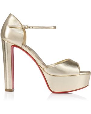 Christian Louboutin Sandaloo 130Mm Metallic-Leather Platform Sandals - Natural