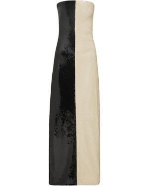 Dima Ayad Half And Half Sequined Strapless Dress - Multicolor