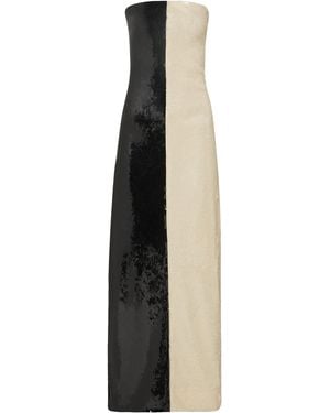 Dima Ayad Half And Half Sequined Strapless Dress - Multicolour